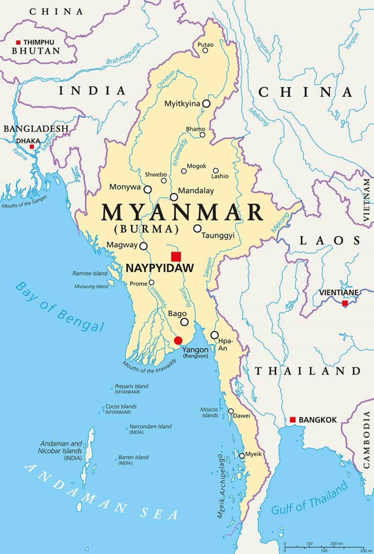Краіна М'янма карце